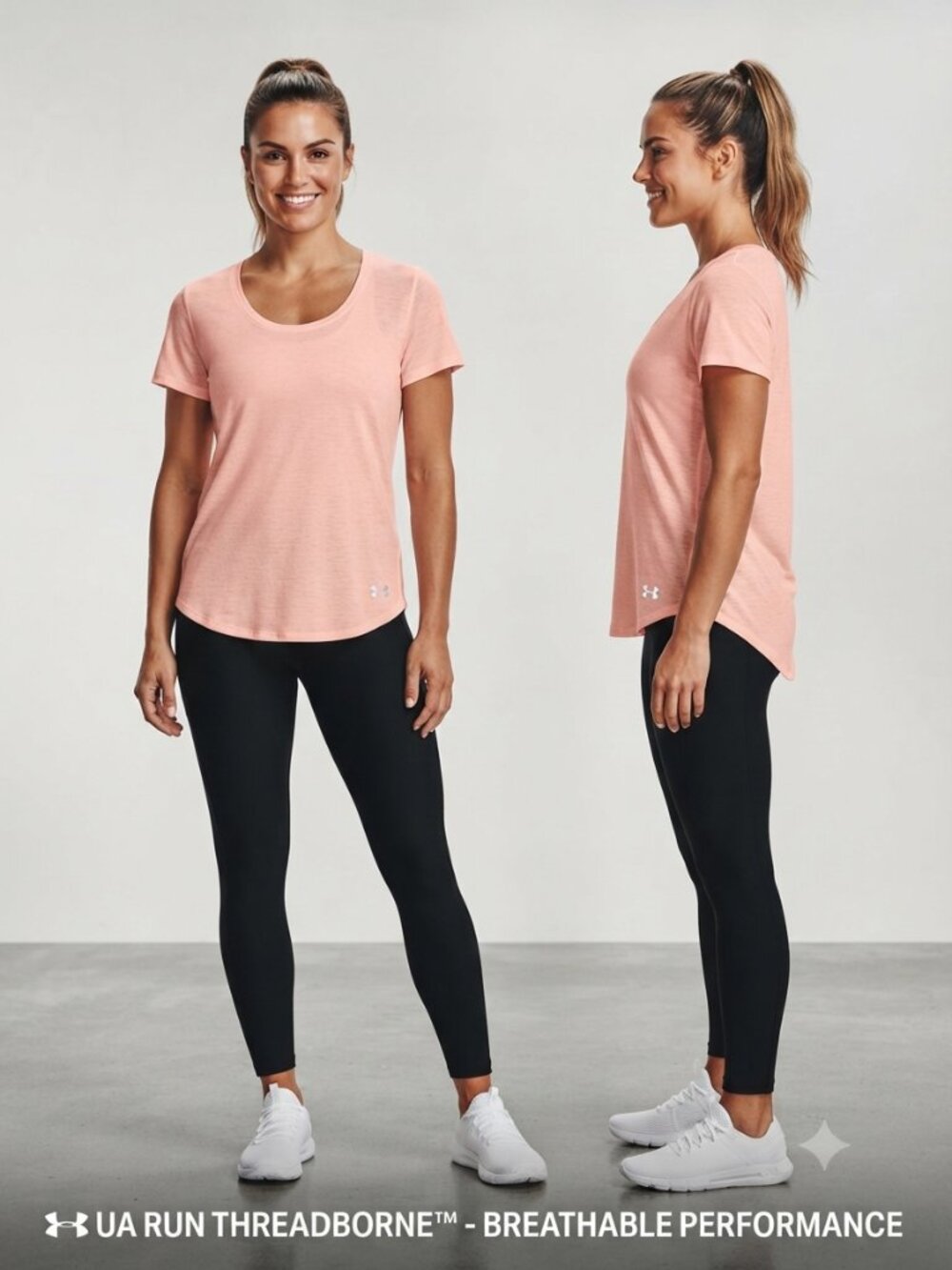 Under Armour Women’s Pink Short Sleeve Scoop Neck Run Threadborne Tee Sz Medium